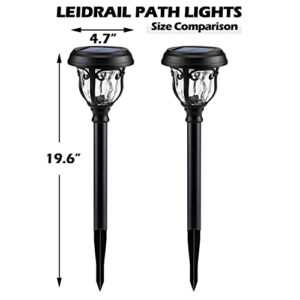 LeiDrail Solar Pathway Lights Outdoor, 2 Pack 2 Modes Bright Solar Path Light Metal Glass Waterproof for Garden Yard Patio Decoration Warm White/Cool White Landscape Lighting