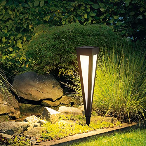 MVBT Modern Outdoor Solar Pathway Light, LED Garden Waterproof Landscape Lighting for Path Lawn Patio Courtyard Driveway Sidewalk Walkway Decoration with 2 Different Bases