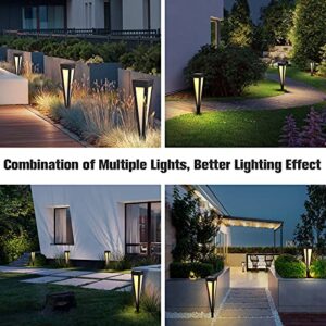 MVBT Modern Outdoor Solar Pathway Light, LED Garden Waterproof Landscape Lighting for Path Lawn Patio Courtyard Driveway Sidewalk Walkway Decoration with 2 Different Bases