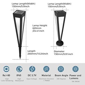 MVBT Modern Outdoor Solar Pathway Light, LED Garden Waterproof Landscape Lighting for Path Lawn Patio Courtyard Driveway Sidewalk Walkway Decoration with 2 Different Bases