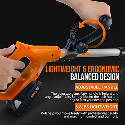 SuperHandy 2 in 1 Lawn Mower Edger Tool String Grass Trimmer Brush Cutter Weed Whacker Cordless Electric 20V Garden Landscaping