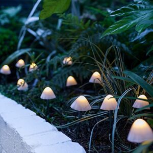 Lights4fun, Inc. Set of 12 Solar Powered Mini Mushroom Toadstool LED Outdoor Waterproof Garden Pathway Landscape Lights