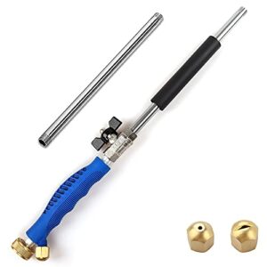 yunguoguo high pressure power wash hose nozzle attachment 30 inches extension rod blue，hydro jet garden watering wand for gutter cleaning