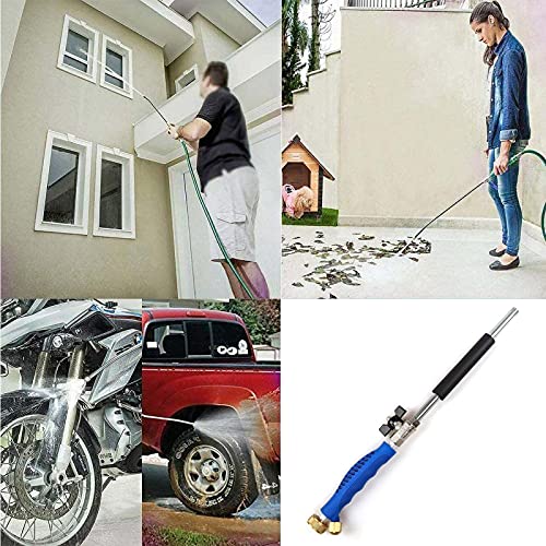 YunGuoGuo High Pressure Power Wash Hose Nozzle Attachment 30 Inches Extension Rod Blue，Hydro Jet Garden Watering Wand for Gutter Cleaning