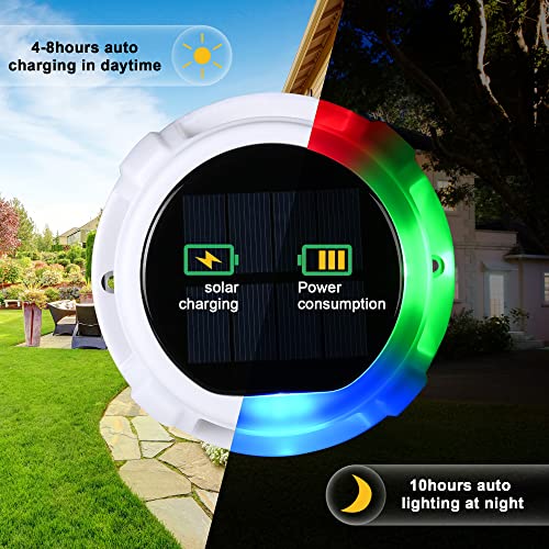 SOLPEX Solar Deck Lights Outdoor 8 Pack, Solar Multi-Color Auto-Changing Driveway Lights, Dock Lights Solar Powered Waterproof LED Lights for Steps, Garden, Ground, Stair, Patio, Pathway, Landscape