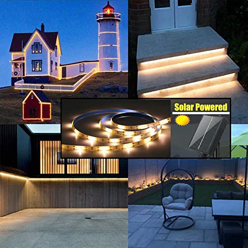 LOGUIDE Outdoor Solar LED Strip Lights,2022 Upgrade Cuttable Rope Lights -8 Modes 180 LED,Solar Powered Flexible Waterproof String Lights Warm White- Garden/Home/Patio/Courtyard