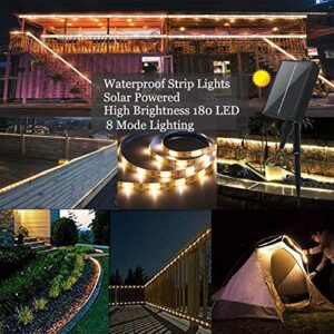 LOGUIDE Outdoor Solar LED Strip Lights,2022 Upgrade Cuttable Rope Lights -8 Modes 180 LED,Solar Powered Flexible Waterproof String Lights Warm White- Garden/Home/Patio/Courtyard