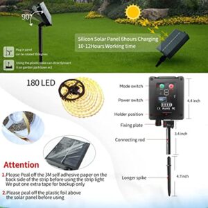 LOGUIDE Outdoor Solar LED Strip Lights,2022 Upgrade Cuttable Rope Lights -8 Modes 180 LED,Solar Powered Flexible Waterproof String Lights Warm White- Garden/Home/Patio/Courtyard