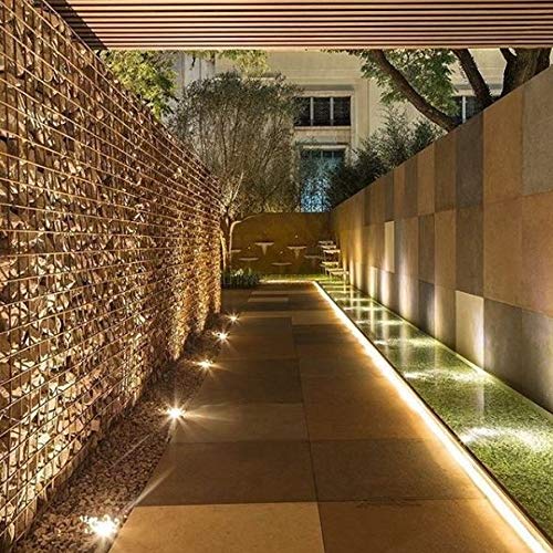 AXOTEXE Landscape Lights, Outdoor LED Well Light Low Voltage 12V 24V, 5W Warm White 3000K Garden In Ground Lights for Deck, Step,Pathway, Driveway 4-Pack(with Wire Connectors)