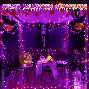 Ollny Halloween Lights Outdoor 240LED 80FT - Orange and Purple String Lights - 8 Modes IP44 Waterproof UL588 Timer Memory Plug in for Party Garden Yard Patio Tree Fence Indoor Halloween Decorations