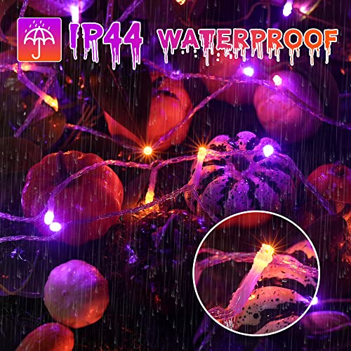 Ollny Halloween Lights Outdoor 240LED 80FT - Orange and Purple String Lights - 8 Modes IP44 Waterproof UL588 Timer Memory Plug in for Party Garden Yard Patio Tree Fence Indoor Halloween Decorations