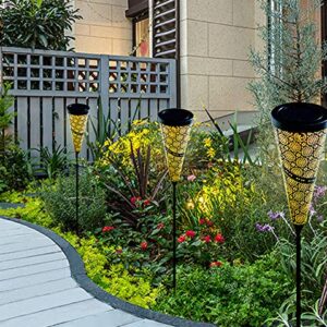 Solar Lights, Outdoor Garden Lanterns,Stake Lights Warm White, LED Waterproof Decorative Metal Light for Porch Garden Patio Backyard Courtyard Pathway 2 Pack