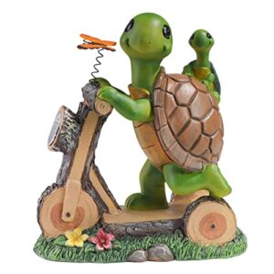 mootka outdoor figurine lights with the cute turtle riding scooter, sweet garden solar fairy light statue of sea turtle gifts for mother home, waterproof led decorations for patio home pathway outside