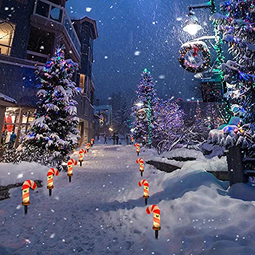 Christmas Candy Cane Pathway Lights, 7Ft C7 Christmas Pathway Lights Outdoor with 4 Candy Cane and Stakes, Pathway Markers Lights for Outdoor Walkway Christmas Driveway Lawn Garden Holiday Decor