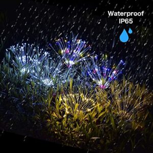 FURREVO Outdoor Solar Garden Light, 120 LED Waterproof Solar Fireworks Path Light, Fireworks Solar Lights Decorative Sparkles Stake Landscape Light for Garden Pathway Lawn Decor, Christmas Decoration