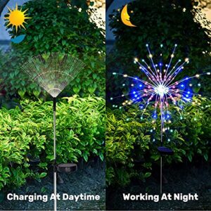 FURREVO Outdoor Solar Garden Light, 120 LED Waterproof Solar Fireworks Path Light, Fireworks Solar Lights Decorative Sparkles Stake Landscape Light for Garden Pathway Lawn Decor, Christmas Decoration