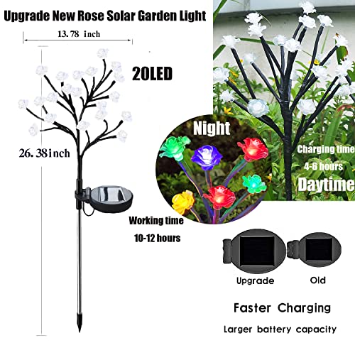 Solar Garden Lights Solar Outdoor Lights 2Pack,20Led Solar Flower Lights Outdoor Solar Powered Waterproof Landscape Tree Decorative Lights for Pathway,Patio,Front Yard Decoration Christmas Decor