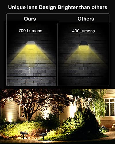 COCOMOX Solar Spot Lights Outdoor, Warm White Solar Lights Outdoor Waterproof, IP67 Solar Powered Garden Lights Landscape Lighting Dusk-to-Dawn 3 Modes Spotlight for Yard Driveway Flag 2 Pack