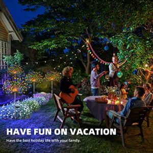 4 PCS Solar Firework Light, Outdoor Solar Garden Decorative Lights 120 LED Powered 40 Copper Wires String DIY Landscape Light for Walkway Pathway Backyard Christmas Decoration Parties (Multi-Colored)