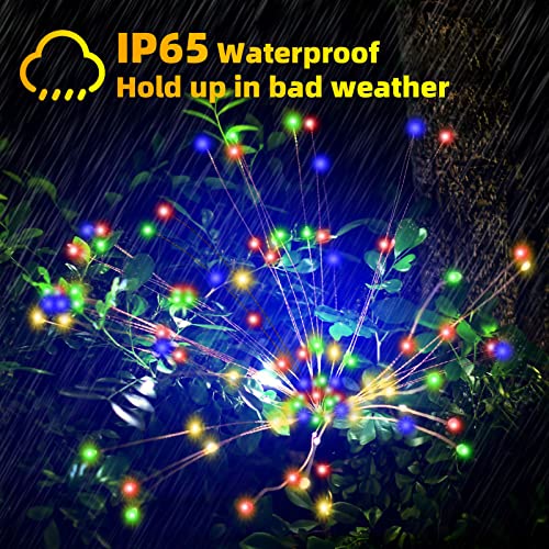 4 PCS Solar Firework Light, Outdoor Solar Garden Decorative Lights 120 LED Powered 40 Copper Wires String DIY Landscape Light for Walkway Pathway Backyard Christmas Decoration Parties (Multi-Colored)