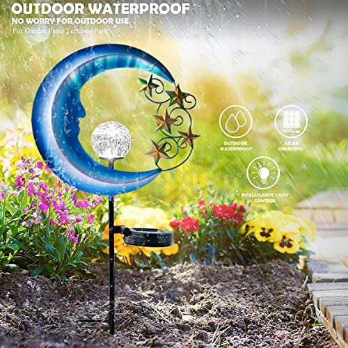 Solar Outdoor Lights Garden Decor - Waterproof Moon Decor Solar Powered Patio Decor Pathway Landscape, Garden Stakes Decorative Solar Lights