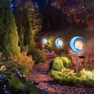 Solar Outdoor Lights Garden Decor - Waterproof Moon Decor Solar Powered Patio Decor Pathway Landscape, Garden Stakes Decorative Solar Lights