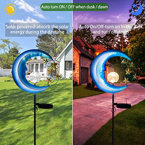 Solar Outdoor Lights Garden Decor - Waterproof Moon Decor Solar Powered Patio Decor Pathway Landscape, Garden Stakes Decorative Solar Lights