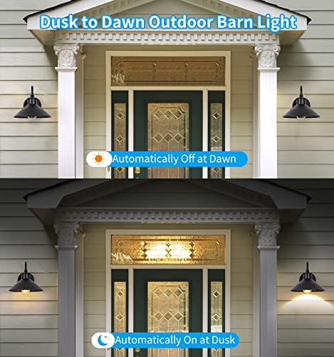JOESA Dusk to Dawn Classic Outdoor Barn Light Fixture, Outdoor Waterproof and Rust Resistant Gooseneck Barn Lights, E26 Front Porch Lights for House, Garage, Garden