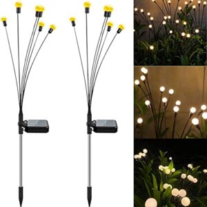 Solar Lights Outdoor Waterproof, 2 Pcs Solar Garden Lights Firefly Lights Solar Outdoor Solar Pathway Lights - Outdoor Solar Lights for Yard Christmas Garden Lights Solar Powered Waterproof