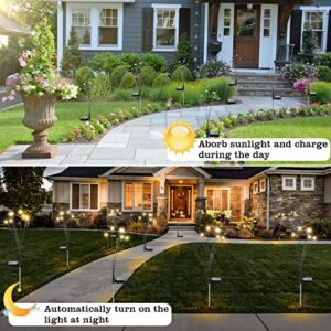 Solar Lights Outdoor Waterproof, 2 Pcs Solar Garden Lights Firefly Lights Solar Outdoor Solar Pathway Lights - Outdoor Solar Lights for Yard Christmas Garden Lights Solar Powered Waterproof