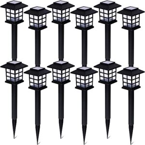 zone tech outdoor solar powered light – led 12 pack bright premium quality rain-proof walkway path patio yard lawn garden led lamp (12 pieces)