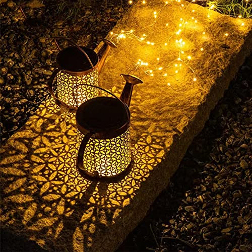 Solar Watering Can with Cascading Lights, Watering Can Lights Solar Powered, Solar Garden Lights Outdoor, for Patio Yard Pathway Walkway Decorations (1 Pack)