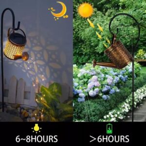 Solar Watering Can with Cascading Lights, Watering Can Lights Solar Powered, Solar Garden Lights Outdoor, for Patio Yard Pathway Walkway Decorations (1 Pack)