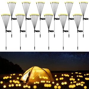 12 pack solar powered firefly solar powered lights outdoor decorative solar powered garden outdoor lights starburst waterproof swaying solar lights for yard paths and parterre decoration (white)