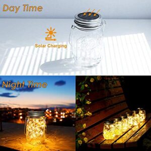 Solar Mason Jar Lights,4 Pack 30 Led Starry Star Fairy Firefly Jar Hanging Lantern Lights,for Outdoor Patio Garden Yard Mason Jar Wedding Table Decor Solar Lanterns Lights(Mason Jars/Hangers Included)