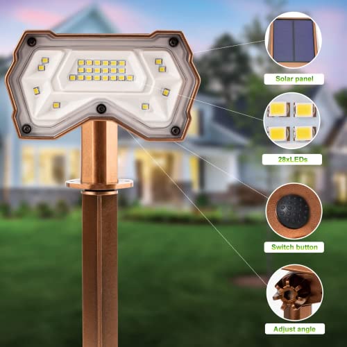 BRILLANFIRE Solar Flood Lights Outdoor, IP65 Waterproof 28 LEDs Solar Powered Spot Lights Outdoor, [2 Pack/2 Modes] 2-in-1 Solar Lights Outdoor Waterproof for Yard Garden Patio Driveway Pool Walkway