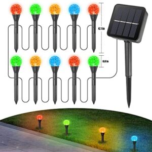 upgrade solar garden lights,10leds outdoor pathway lights powered diy fairy string outside waterproof landscape stake decoration for lawn yard walkway garden