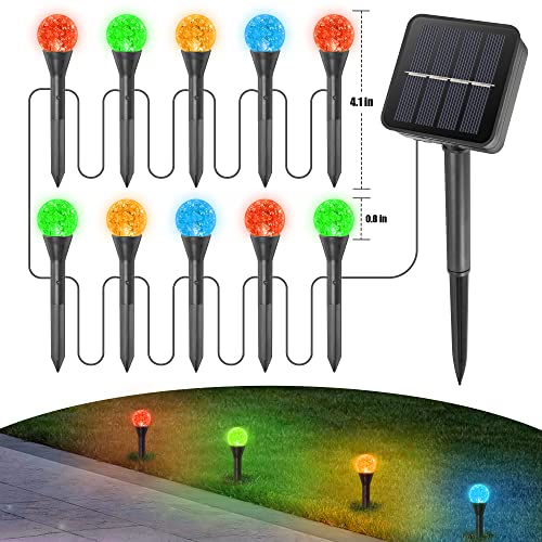 Upgrade Solar Garden Lights,10LEDs Outdoor Pathway Lights Powered DIY Fairy String Outside Waterproof Landscape Stake Decoration for Lawn Yard Walkway Garden