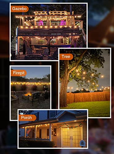 GPATIO Outdoor String Lights, 60FT(50+10) Waterproof Patio Lights with 32 Dimmable Hanging Lights Globe ST38 Bulbs, 2700k Shatterproof for Backyard Gazebo Porch Garden Commerical Outside Decor