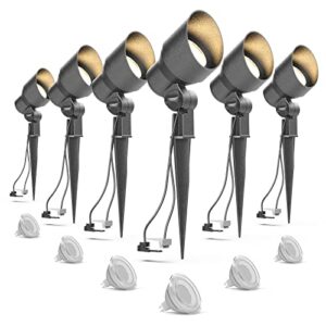 venus manufacturing 6 pack low voltage landscape spotlight 3w led outdoor landscape lighting kits 200 lumen black waterproof flood lights 12v 3000k warm white metal tree lights for garden & yard