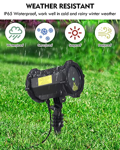 Poeland 18 Patterns Garden Lights Moving Laser Christmas Projector Halloween Decoration for Home and Garden