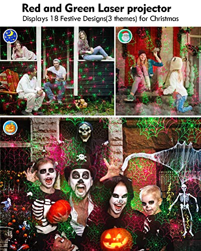 Poeland 18 Patterns Garden Lights Moving Laser Christmas Projector Halloween Decoration for Home and Garden