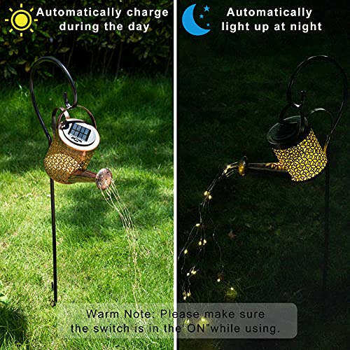 Solar Watering Can with Lights Decorative Garden Stake with Bright LED Waterproof for Solar Garden Decorations Metal Watering Can Solar Lights Stake Outdoor Decorations