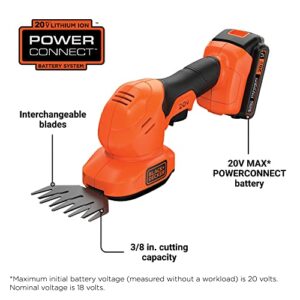 BLACK+DECKER 20V MAX* POWERCONNECT 3/8 in. Cordless Shear Shrubber Kit (BCSS820C1)