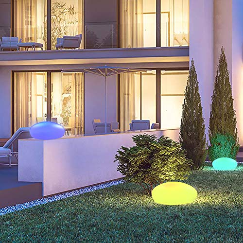 Blibly Solar Garden Lights Outdoor Glow Cobblestone Shape Lamp Garden Decor Light-White & RGB Lights Waterproof Landscape Night Lights for Lawn/Patio/Path
