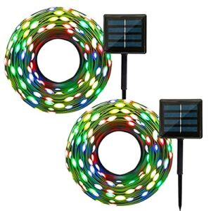 solar christmas lights outdoor ,2 pack 72ft 200led solar string lights outdoor waterproof , 8 lighting mode solar fairy lights for halloween,garden,party,christmas tree,camp.( multi-color)