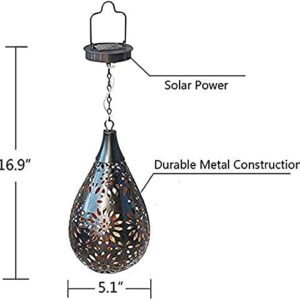 RUILAIYA Hanging Solar Lights Outdoor Garden Boho LED Flower Waterproof Decorative Metal Light for Porch Garden Outdoor (1 Pack)