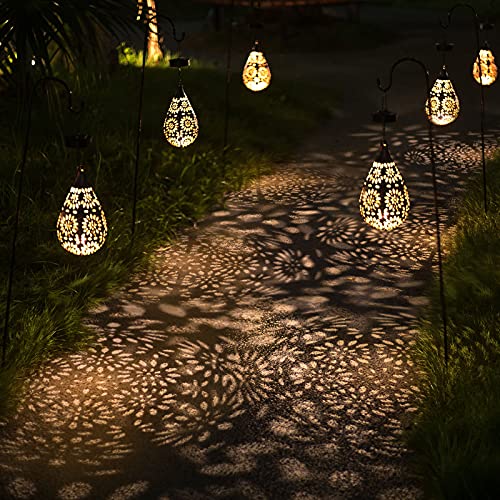 RUILAIYA Hanging Solar Lights Outdoor Garden Boho LED Flower Waterproof Decorative Metal Light for Porch Garden Outdoor (1 Pack)