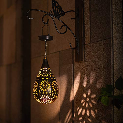 RUILAIYA Hanging Solar Lights Outdoor Garden Boho LED Flower Waterproof Decorative Metal Light for Porch Garden Outdoor (1 Pack)