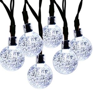 solar globe lights outdoor,20ft 30 led waterproof fairy string lights hanging for indoor/outdoor commercial decor ambiance lighting for garden backyard wedding holiday party(8 modes/white)